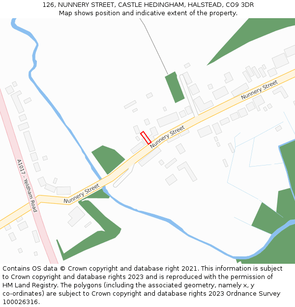 126, NUNNERY STREET, CASTLE HEDINGHAM, HALSTEAD, CO9 3DR: Location map and indicative extent of plot