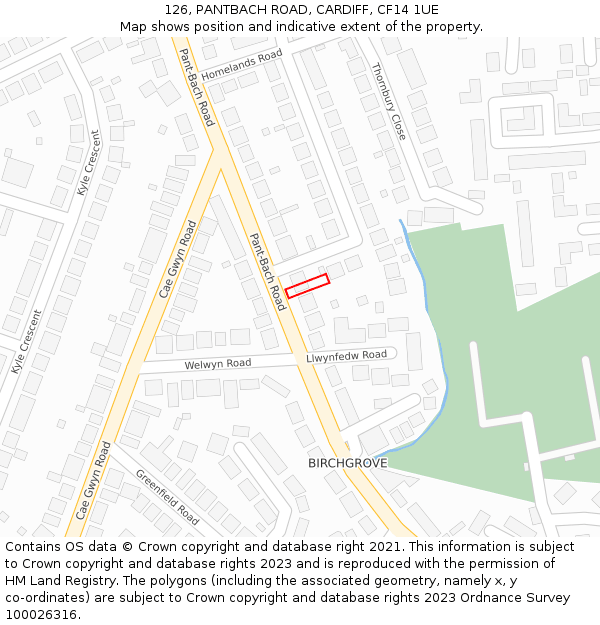 126, PANTBACH ROAD, CARDIFF, CF14 1UE: Location map and indicative extent of plot