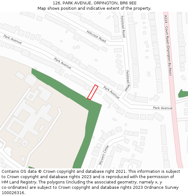 126, PARK AVENUE, ORPINGTON, BR6 9EE: Location map and indicative extent of plot