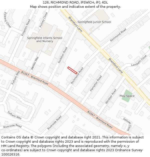 126, RICHMOND ROAD, IPSWICH, IP1 4DL: Location map and indicative extent of plot