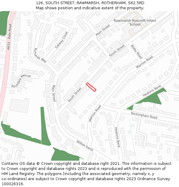 126, SOUTH STREET, RAWMARSH, ROTHERHAM, S62 5RD: Location map and indicative extent of plot