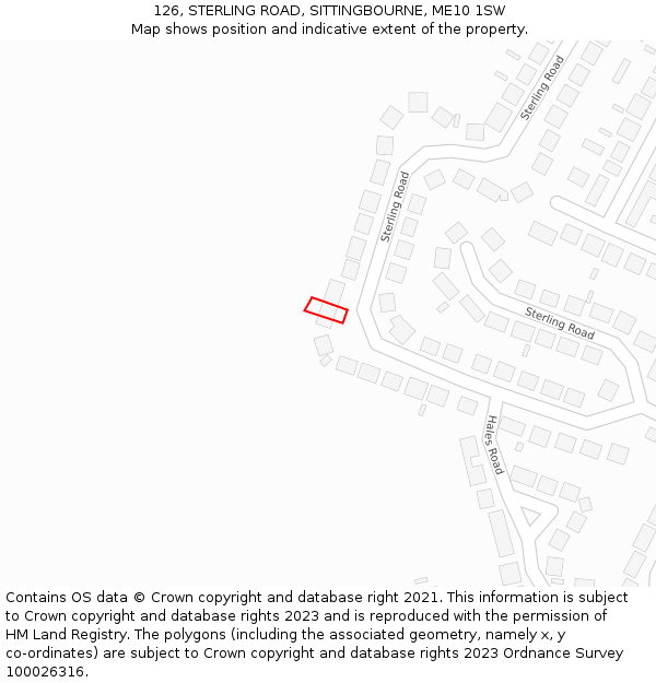 126, STERLING ROAD, SITTINGBOURNE, ME10 1SW: Location map and indicative extent of plot
