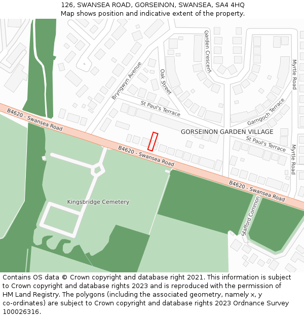 126, SWANSEA ROAD, GORSEINON, SWANSEA, SA4 4HQ: Location map and indicative extent of plot