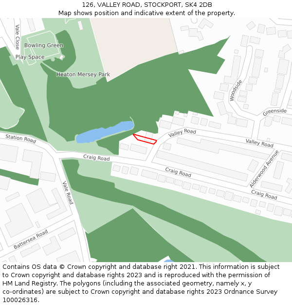 126, VALLEY ROAD, STOCKPORT, SK4 2DB: Location map and indicative extent of plot