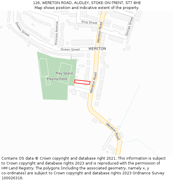 126, WERETON ROAD, AUDLEY, STOKE-ON-TRENT, ST7 8HE: Location map and indicative extent of plot