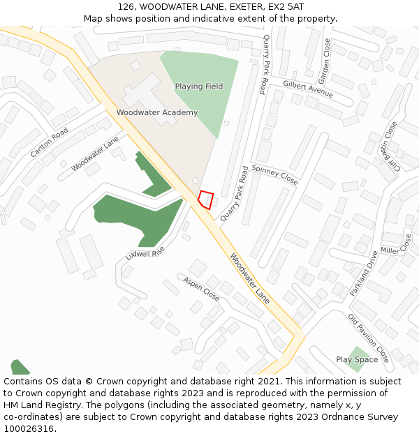 126, WOODWATER LANE, EXETER, EX2 5AT: Location map and indicative extent of plot