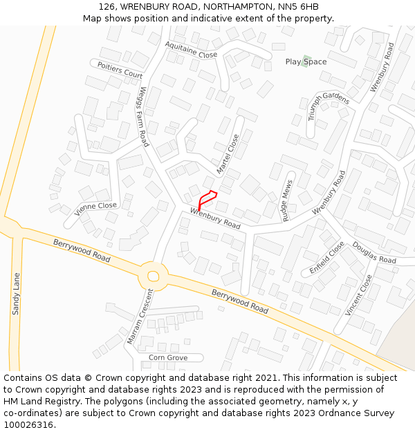 126, WRENBURY ROAD, NORTHAMPTON, NN5 6HB: Location map and indicative extent of plot