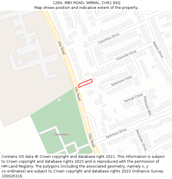 126A, IRBY ROAD, WIRRAL, CH61 6XQ: Location map and indicative extent of plot