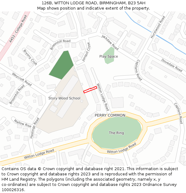 126B, WITTON LODGE ROAD, BIRMINGHAM, B23 5AH: Location map and indicative extent of plot