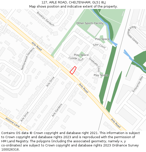 127, ARLE ROAD, CHELTENHAM, GL51 8LJ: Location map and indicative extent of plot