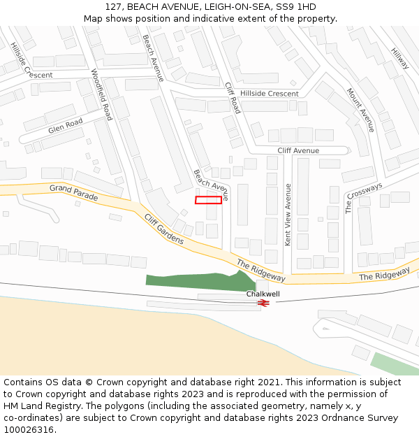 127, BEACH AVENUE, LEIGH-ON-SEA, SS9 1HD: Location map and indicative extent of plot