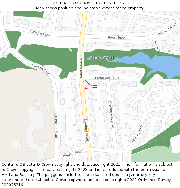 127, BRADFORD ROAD, BOLTON, BL3 2HU: Location map and indicative extent of plot