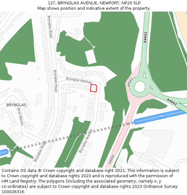 127, BRYNGLAS AVENUE, NEWPORT, NP20 5LP: Location map and indicative extent of plot