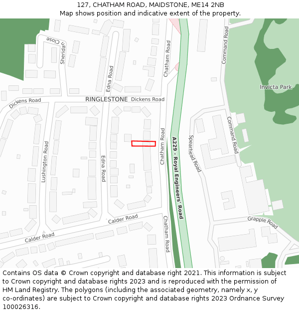 127, CHATHAM ROAD, MAIDSTONE, ME14 2NB: Location map and indicative extent of plot