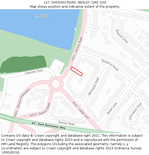 127, DANSON ROAD, BEXLEY, DA5 1DG: Location map and indicative extent of plot