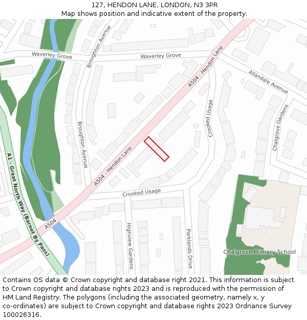 127, HENDON LANE, LONDON, N3 3PR: Location map and indicative extent of plot