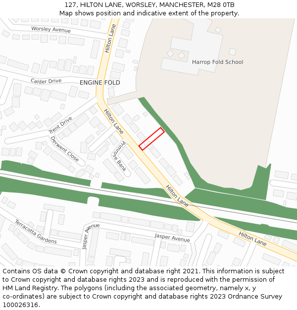 127, HILTON LANE, WORSLEY, MANCHESTER, M28 0TB: Location map and indicative extent of plot