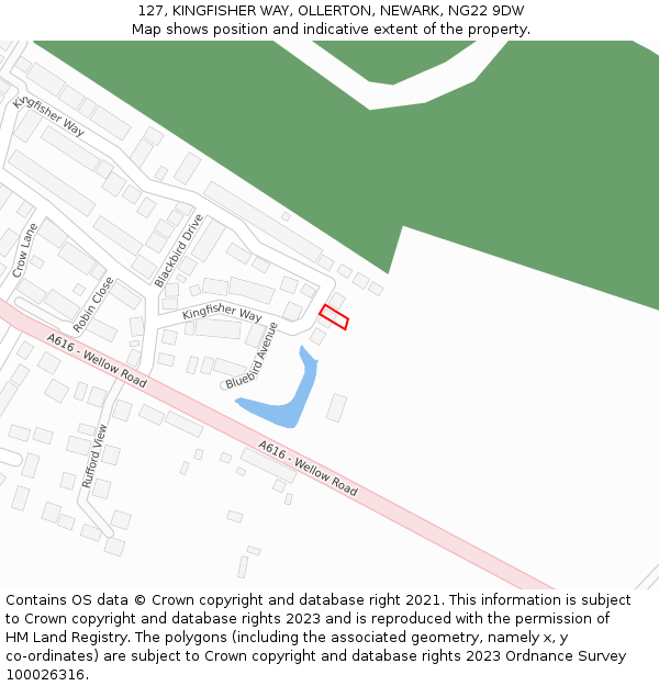 127, KINGFISHER WAY, OLLERTON, NEWARK, NG22 9DW: Location map and indicative extent of plot