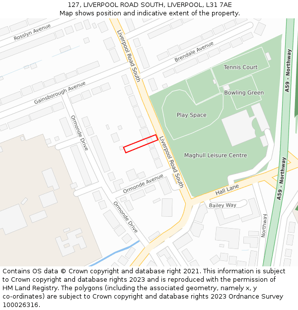 127, LIVERPOOL ROAD SOUTH, LIVERPOOL, L31 7AE: Location map and indicative extent of plot