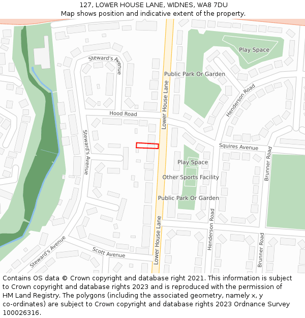 127, LOWER HOUSE LANE, WIDNES, WA8 7DU: Location map and indicative extent of plot