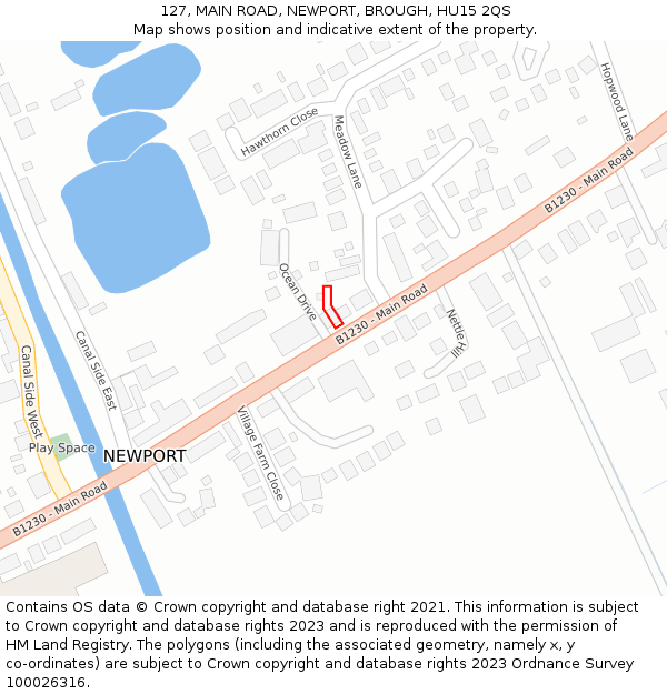 127, MAIN ROAD, NEWPORT, BROUGH, HU15 2QS: Location map and indicative extent of plot