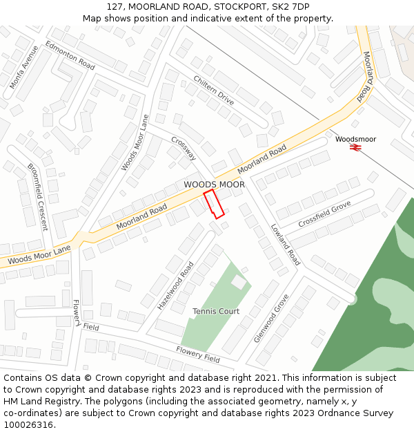 127, MOORLAND ROAD, STOCKPORT, SK2 7DP: Location map and indicative extent of plot