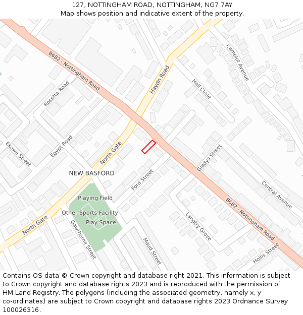 127, NOTTINGHAM ROAD, NOTTINGHAM, NG7 7AY: Location map and indicative extent of plot