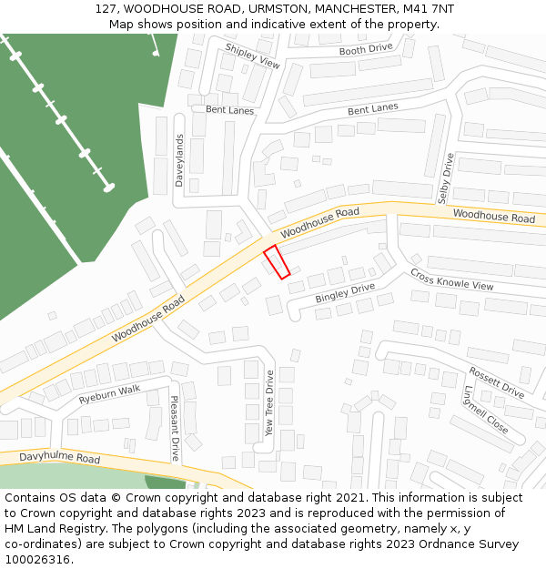 127, WOODHOUSE ROAD, URMSTON, MANCHESTER, M41 7NT: Location map and indicative extent of plot