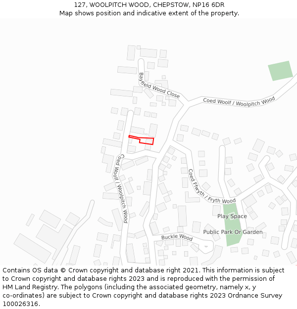 127, WOOLPITCH WOOD, CHEPSTOW, NP16 6DR: Location map and indicative extent of plot