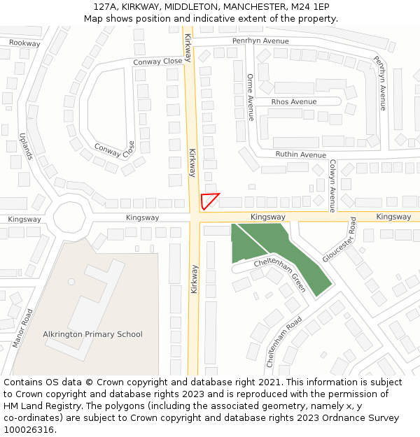 127A, KIRKWAY, MIDDLETON, MANCHESTER, M24 1EP: Location map and indicative extent of plot