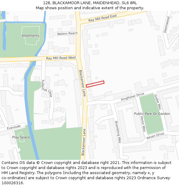 128, BLACKAMOOR LANE, MAIDENHEAD, SL6 8RL: Location map and indicative extent of plot