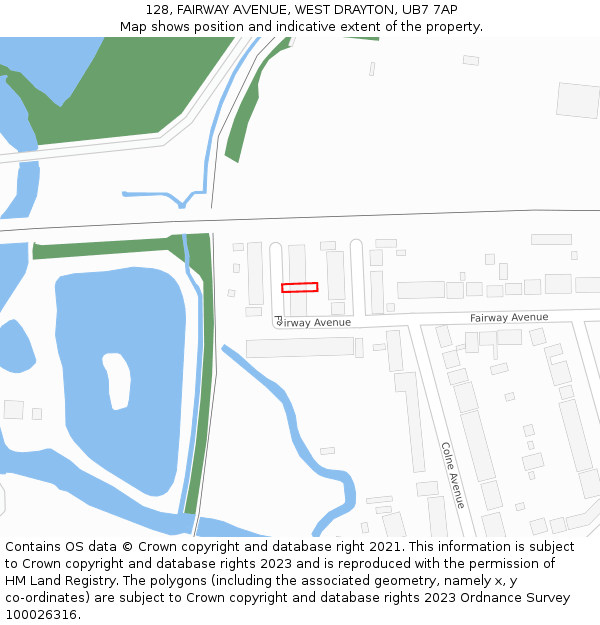 128, FAIRWAY AVENUE, WEST DRAYTON, UB7 7AP: Location map and indicative extent of plot