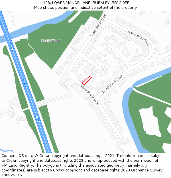 128, LOWER MANOR LANE, BURNLEY, BB12 0EF: Location map and indicative extent of plot