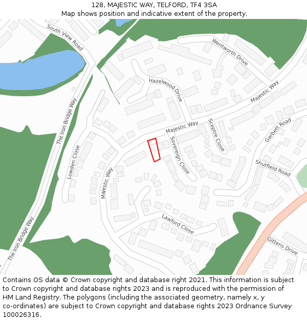 128, MAJESTIC WAY, TELFORD, TF4 3SA: Location map and indicative extent of plot