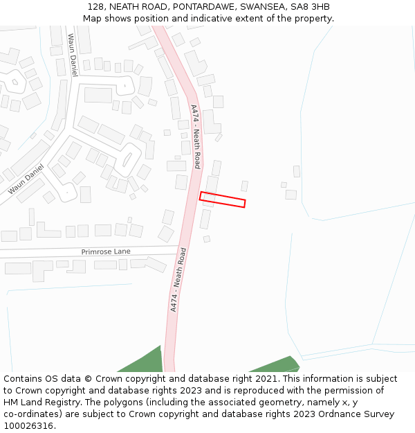 128, NEATH ROAD, PONTARDAWE, SWANSEA, SA8 3HB: Location map and indicative extent of plot