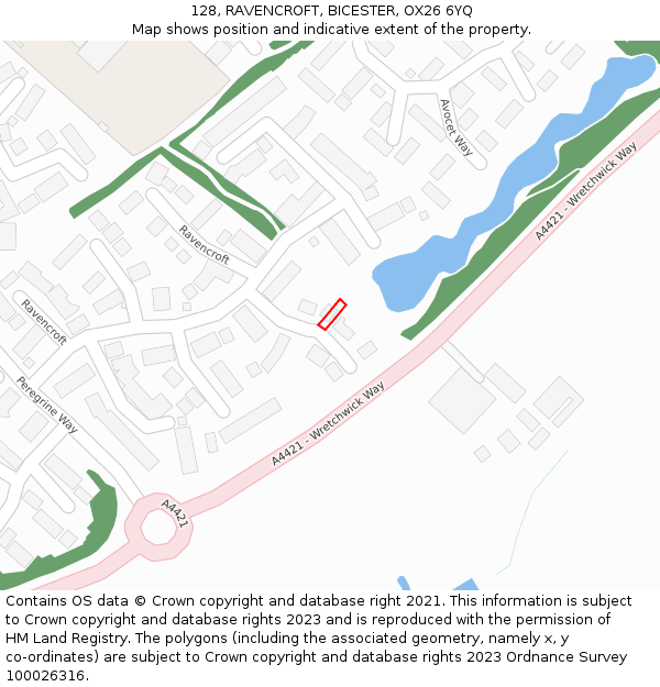 128, RAVENCROFT, BICESTER, OX26 6YQ: Location map and indicative extent of plot