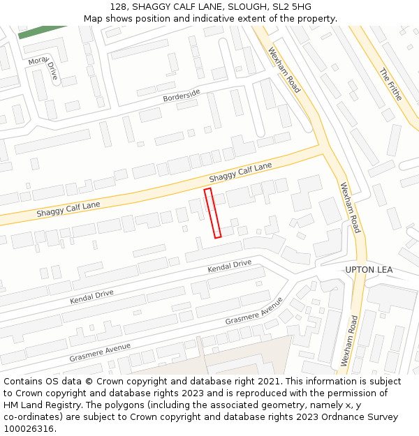 128, SHAGGY CALF LANE, SLOUGH, SL2 5HG: Location map and indicative extent of plot