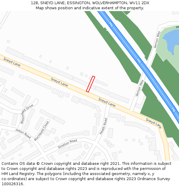 128, SNEYD LANE, ESSINGTON, WOLVERHAMPTON, WV11 2DX: Location map and indicative extent of plot