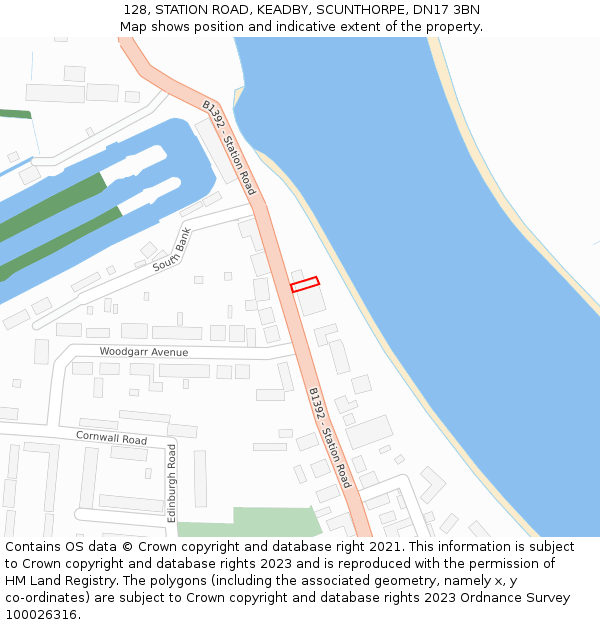 128, STATION ROAD, KEADBY, SCUNTHORPE, DN17 3BN: Location map and indicative extent of plot