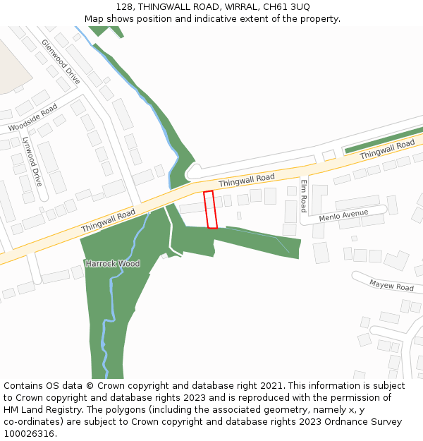 128, THINGWALL ROAD, WIRRAL, CH61 3UQ: Location map and indicative extent of plot