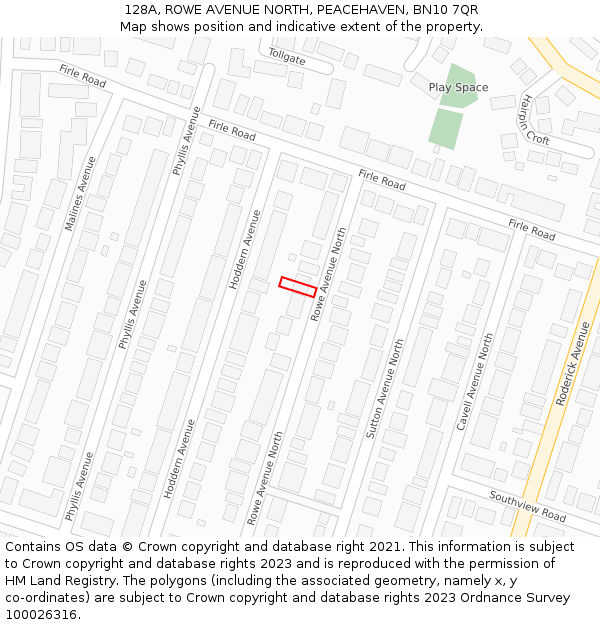 128A, ROWE AVENUE NORTH, PEACEHAVEN, BN10 7QR: Location map and indicative extent of plot