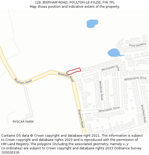 129, BISPHAM ROAD, POULTON-LE-FYLDE, FY6 7PL: Location map and indicative extent of plot