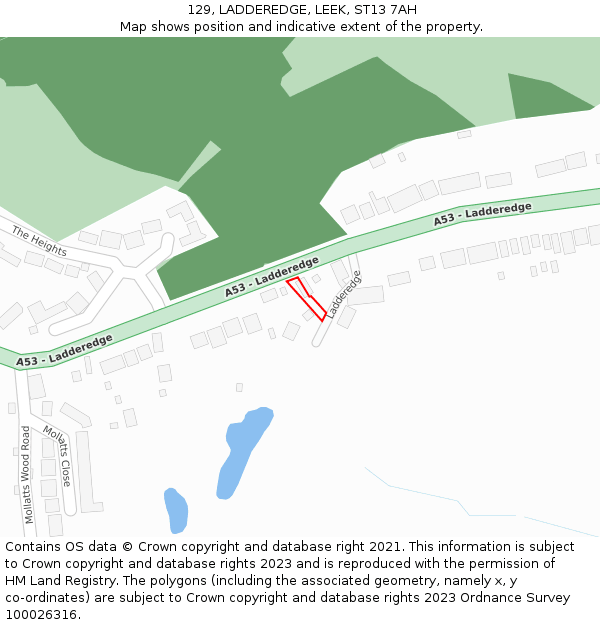 129, LADDEREDGE, LEEK, ST13 7AH: Location map and indicative extent of plot