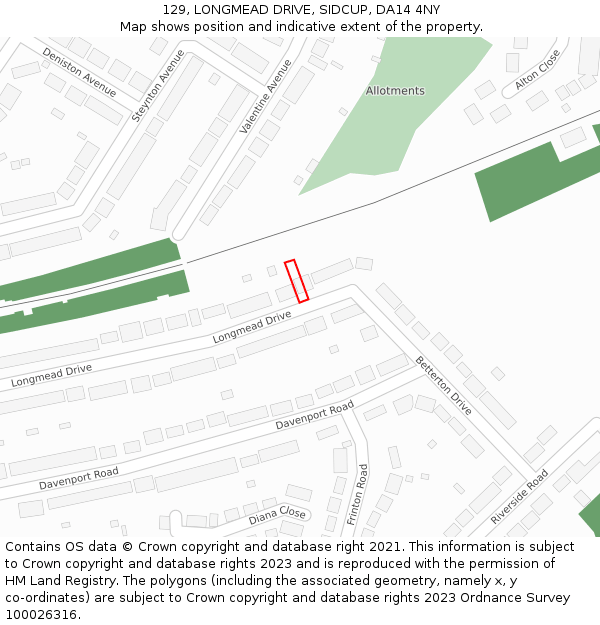 129, LONGMEAD DRIVE, SIDCUP, DA14 4NY: Location map and indicative extent of plot