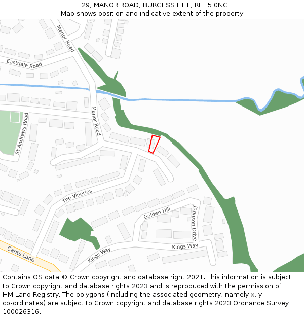 129, MANOR ROAD, BURGESS HILL, RH15 0NG: Location map and indicative extent of plot