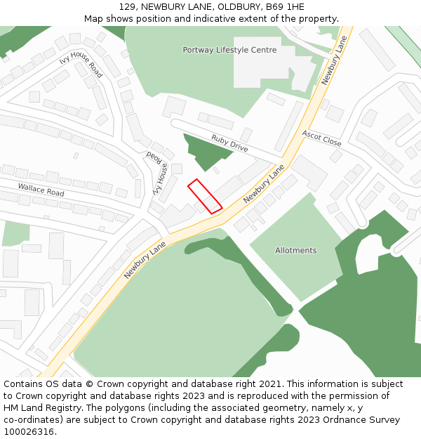 129, NEWBURY LANE, OLDBURY, B69 1HE: Location map and indicative extent of plot