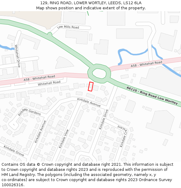 129, RING ROAD, LOWER WORTLEY, LEEDS, LS12 6LA: Location map and indicative extent of plot