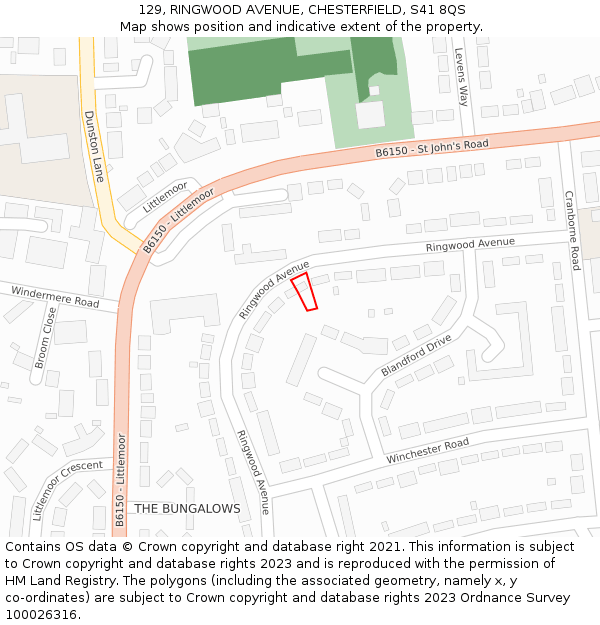 129, RINGWOOD AVENUE, CHESTERFIELD, S41 8QS: Location map and indicative extent of plot