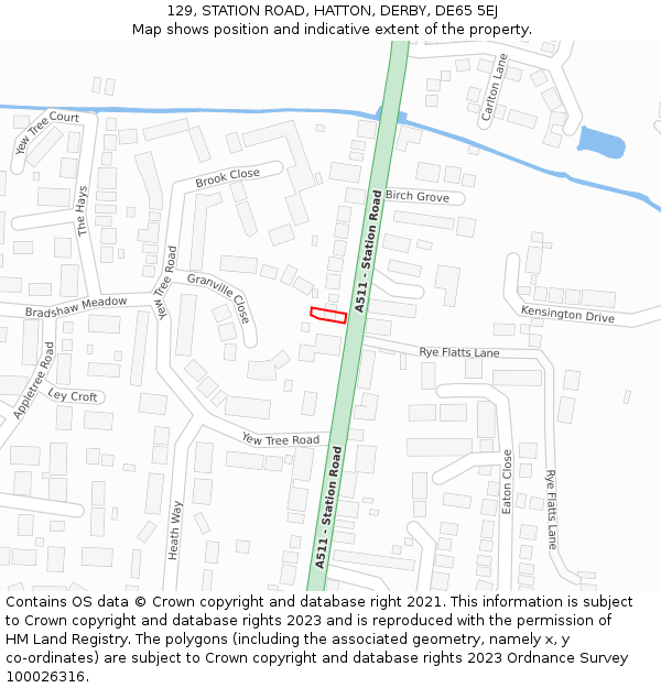 129, STATION ROAD, HATTON, DERBY, DE65 5EJ: Location map and indicative extent of plot