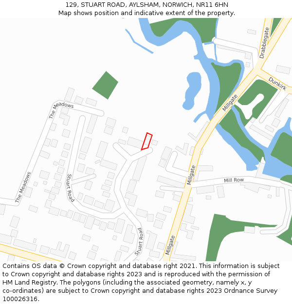 129, STUART ROAD, AYLSHAM, NORWICH, NR11 6HN: Location map and indicative extent of plot